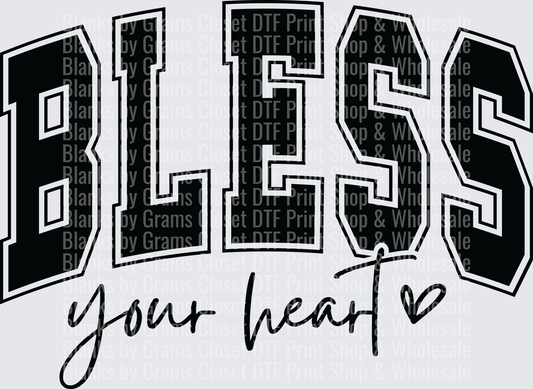 Bless Your Heart Bold Varsity Letter Script Design