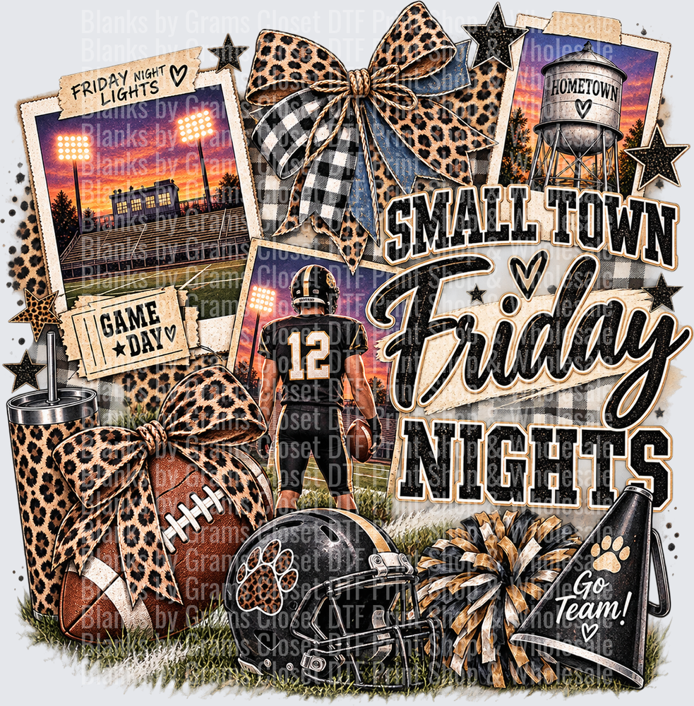 Small Town Friday Nights Football Game Day Leopard Bow