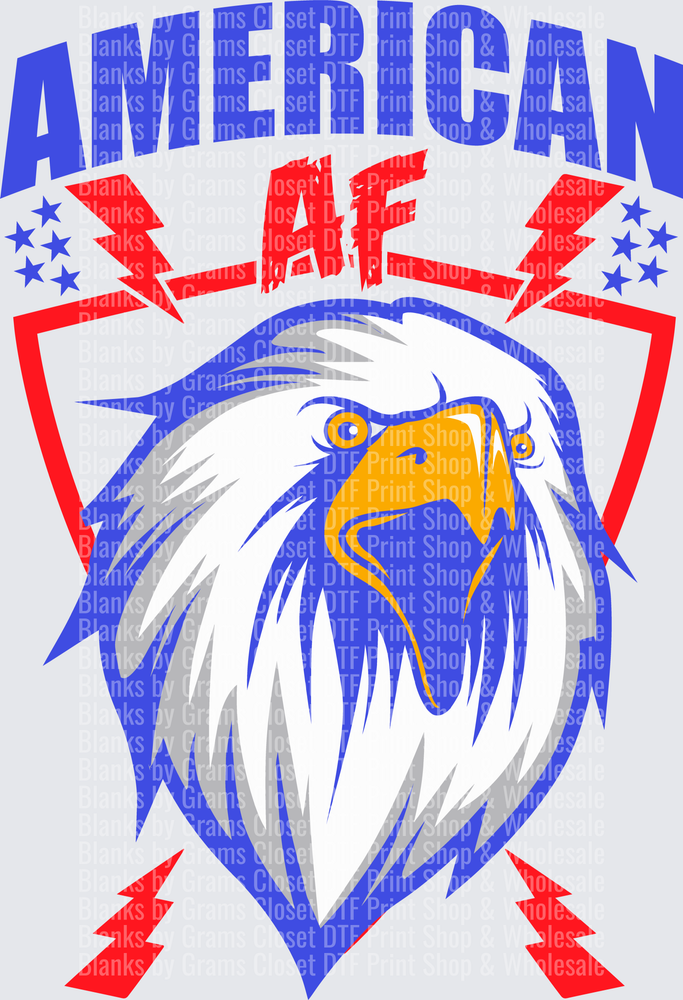 American AF Patriotic Bald Eagle Shield with Stars and Lightning