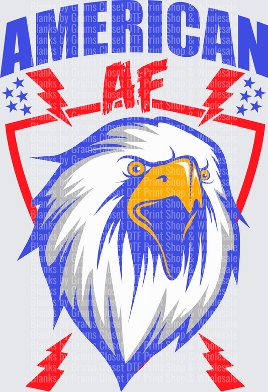 American AF Patriotic Bald Eagle Shield with Stars and Lightning