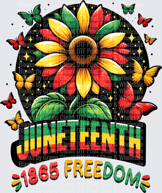 Juneteenth 1865 Freedom Sunflower with Butterflies Design
