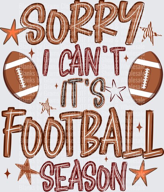Sorry I Can't It's Football Season Stars and Footballs