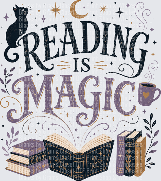 Reading Is Magic Black Cat Moon Books Witchy Typography
