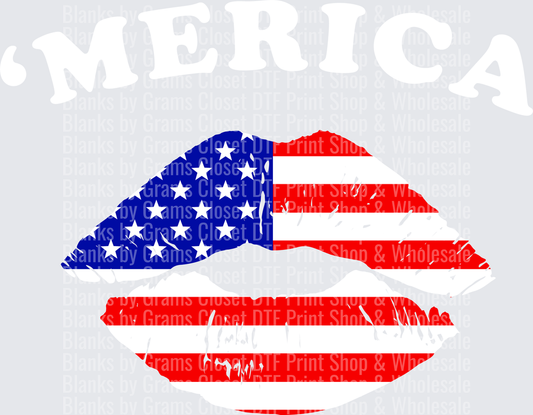 American Flag Lips Patriotic Kiss Design
