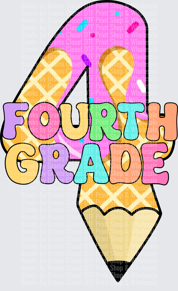 Fourth Grade Number 4 Ice Cream Cone Pencil School Design