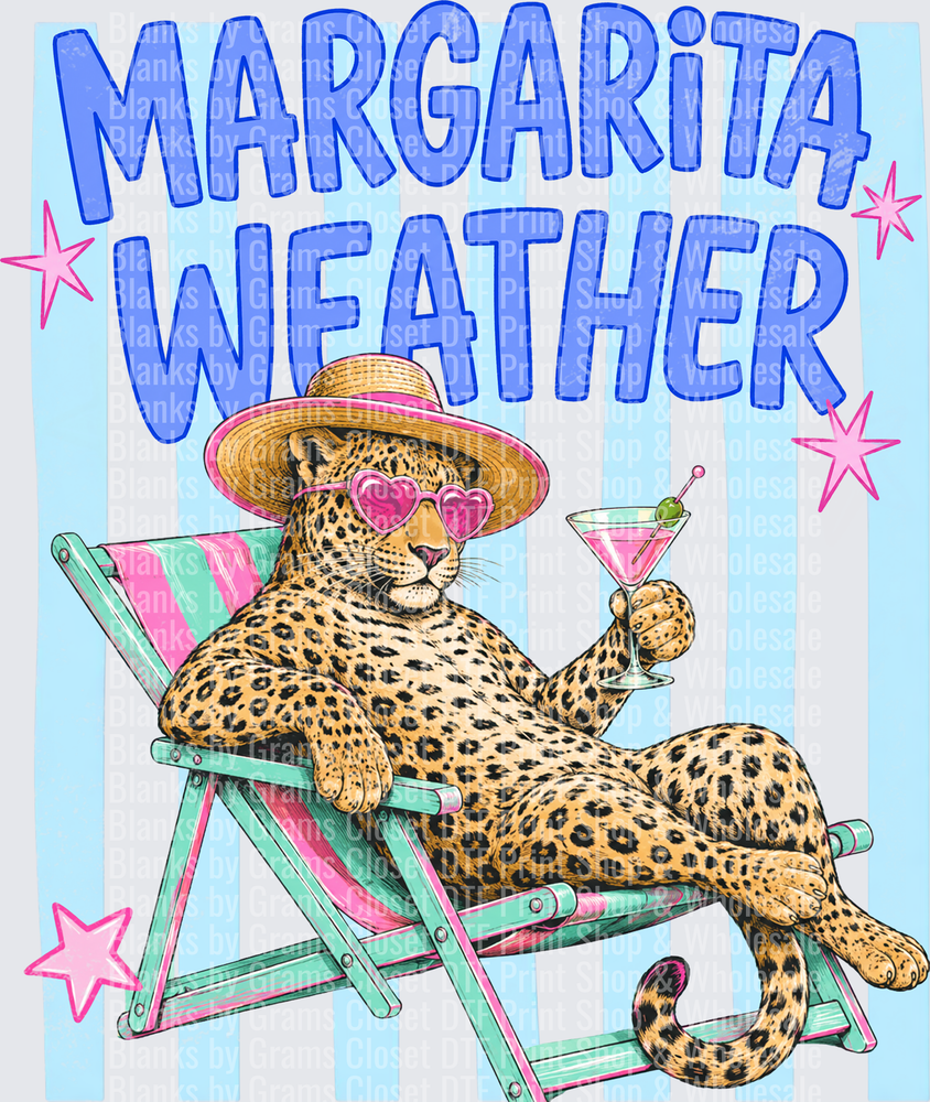 Margarita Weather Leopard in Beach Chair with Cocktail