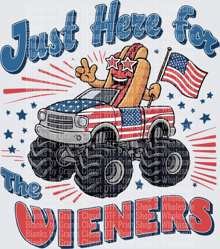 Just Here For The Wieners Patriotic Hot Dog Monster Truck