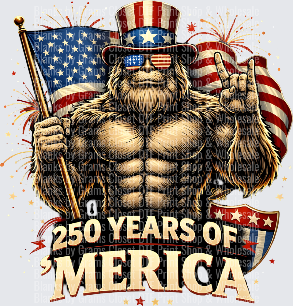 Patriotic Bigfoot Uncle Sam Hat 250 Years of America