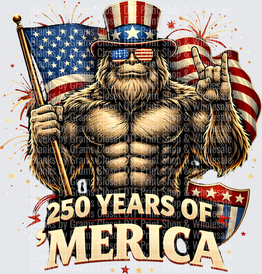 Patriotic Bigfoot Uncle Sam Hat 250 Years of America