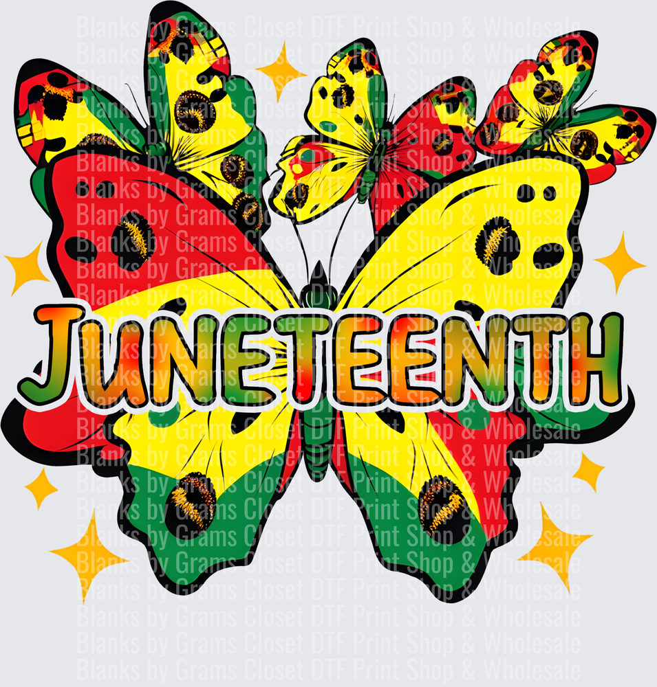 Juneteenth Celebration Butterfly with Red Yellow Green Colors