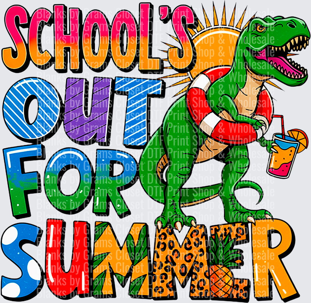 Schools Out For Summer T-Rex Dinosaur Beach Vacation