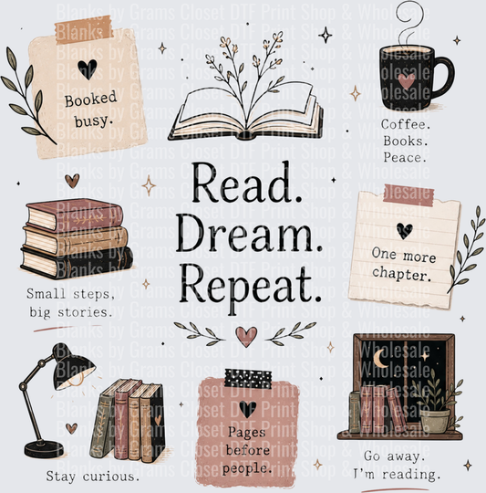 Read Dream Repeat Bookish Quotes Collage Book Lover Design