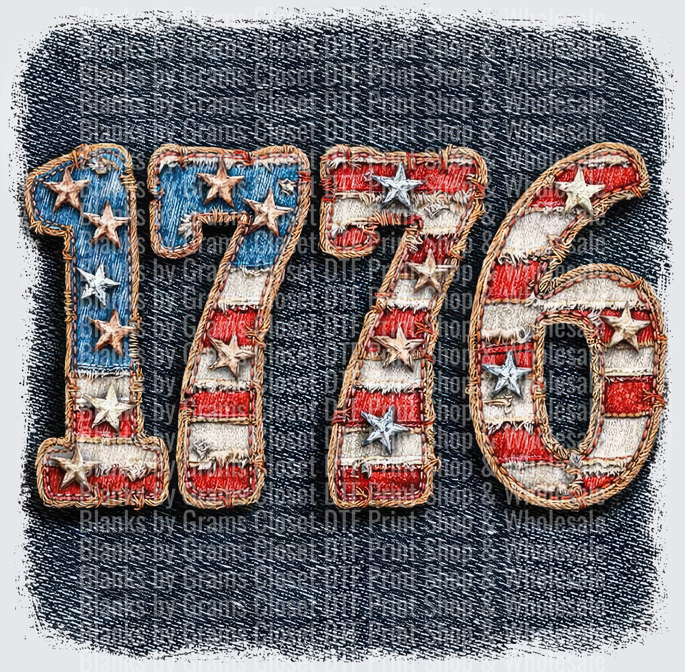 Vintage Americana 1776 Stars and Stripes Rope Lettering