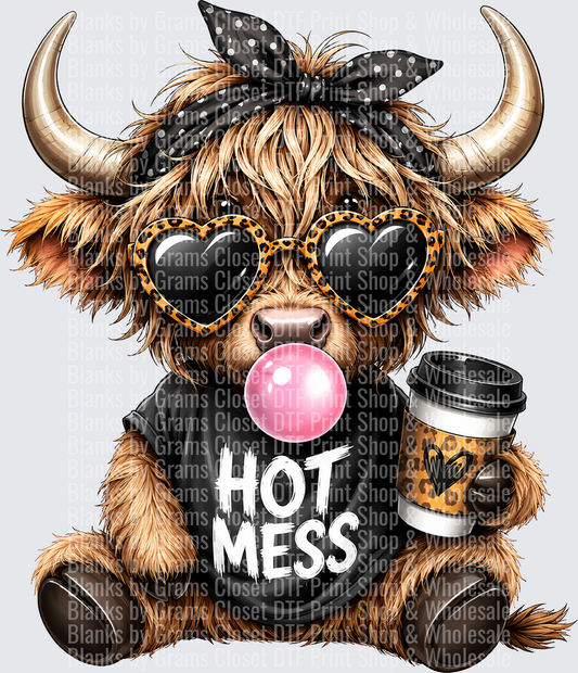 Highland Cow Hot Mess Bubblegum Leopard Sunglasses Coffee