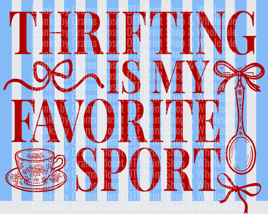 Thrifting is My Favorite Sport Tea Cup and Spoon Design