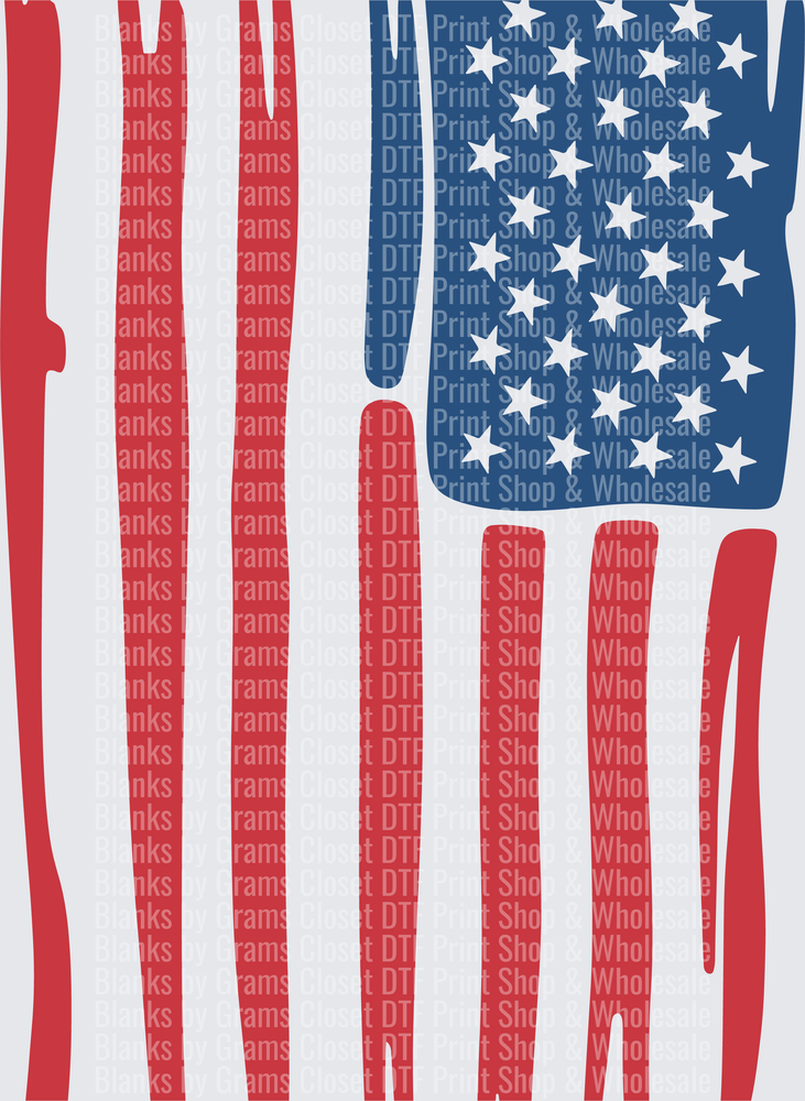 Distressed Hand-Drawn American Flag Stars and Stripes