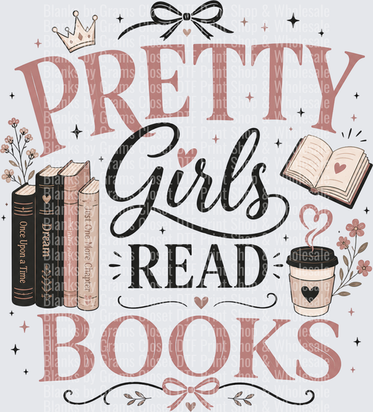 Pretty Girls Read Books Floral Crown Bow Bookish Design