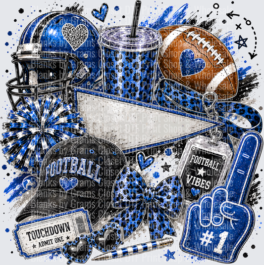 Blue Black Football Vibes Game Day Collage with Blank Banner