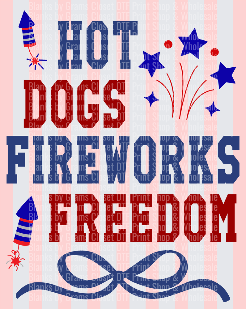 Hot Dogs Fireworks Freedom Patriotic Fourth of July Design