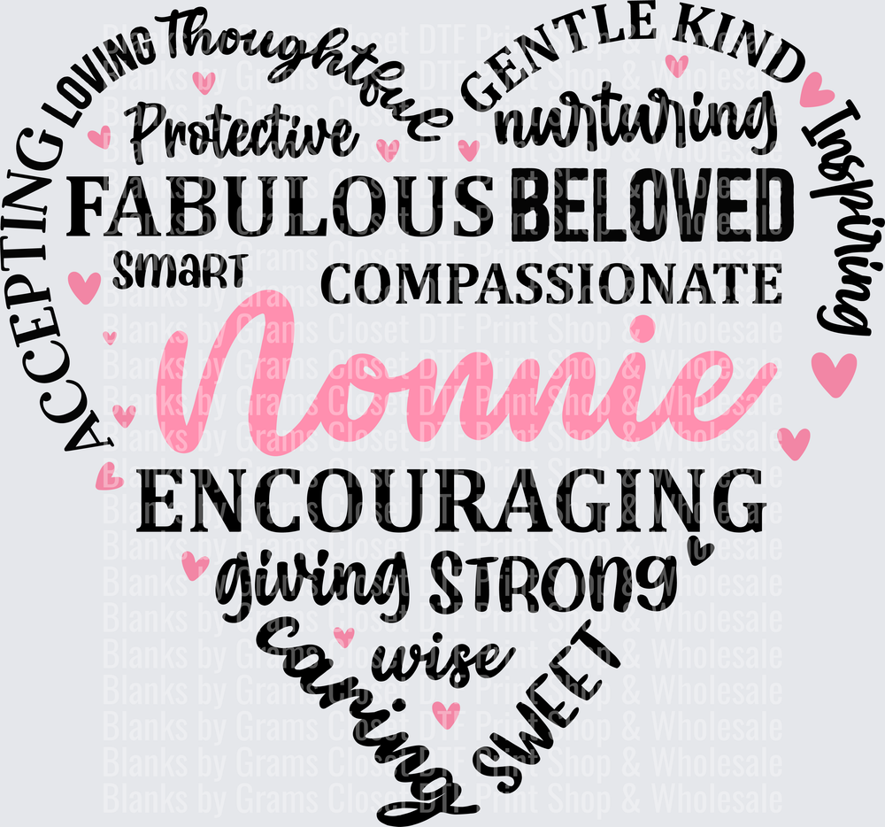 Nonnie Heart Typography with Positive Attributes Design