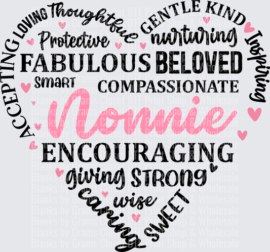 Nonnie Heart Typography with Positive Attributes Design
